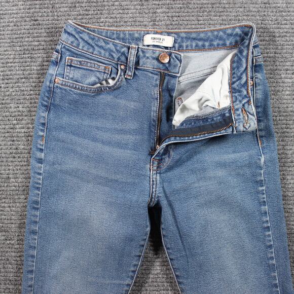 Forever 21 Jeans Womens 26 Blue Skinny Mid Rise Stretch 28 Inseam - Picture 4 of 8